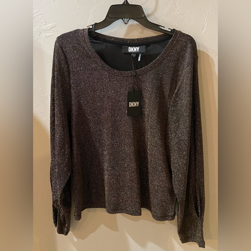DKNY Metallic Gold and Black Top Size XL